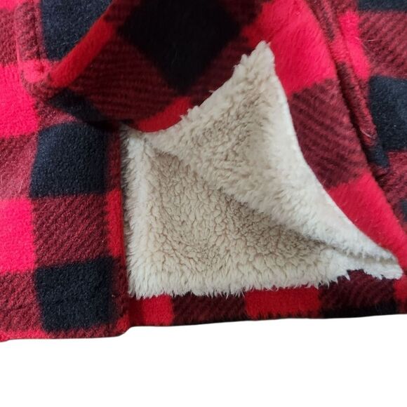Toddler Buffalo Check Jacket 24 Months Red Black Sherpa Lined Button Up Coat - Picture 4 of 8